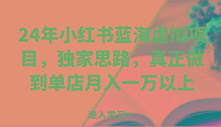 24年小红书蓝海虚拟项目，独家思路，真正做到单店月入一万以上。-E网资源