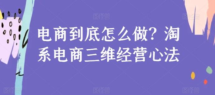 电商到底怎么做？淘系电商三维经营心法-E网资源