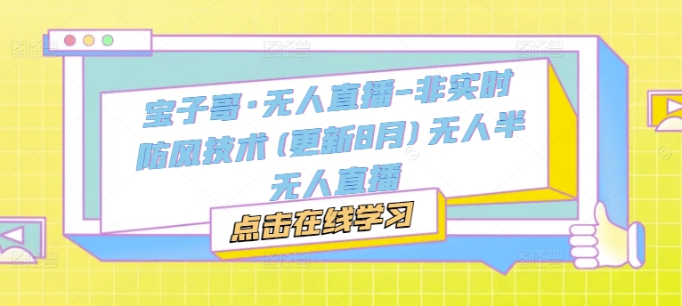 宝子哥·无人直播-非实时防风技术(更新9月)无人半无人直播-E网资源
