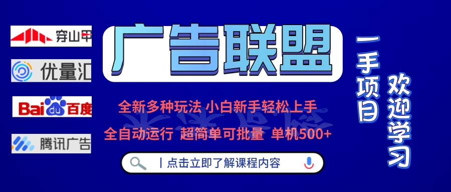 广告联盟 全新多种玩法 单机500+  全自动运行  可批量运行-E网资源
