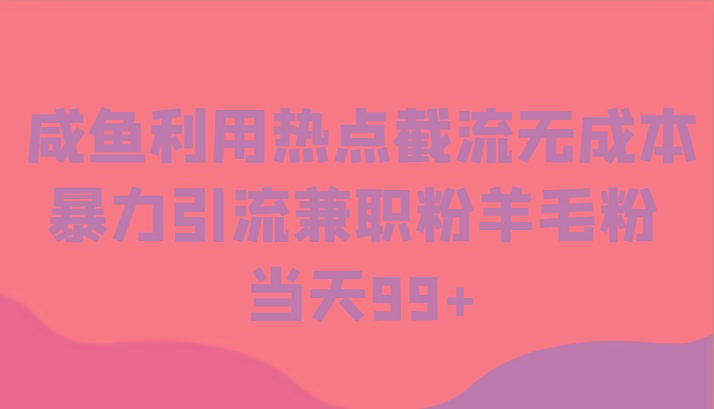 咸鱼利用热点截流无成本暴力引流兼职粉羊毛粉 当天99+-E网资源