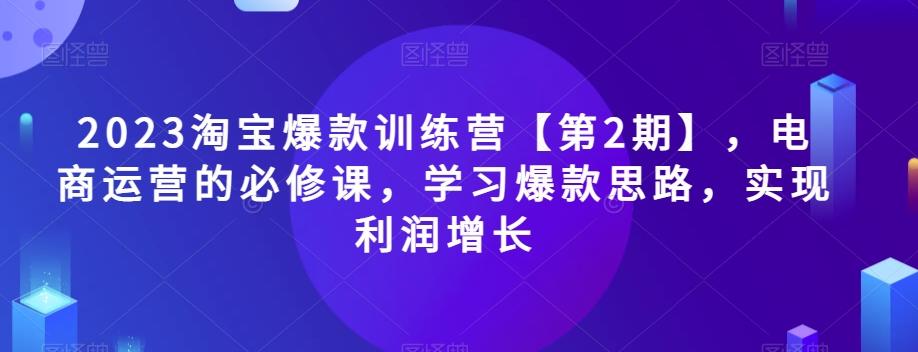 2023淘宝爆款训练营【第2期】，电商运营的必修课，学习爆款思路，实现利润增长-E网资源