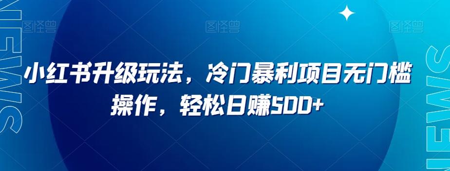 小红书升级玩法，冷门暴利项目无门槛操作，轻松日赚500+【揭秘】-E网资源