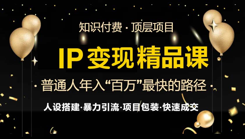 IP变现最新精品课程，知识付费全流程+最强引流术+小白避坑指南-E网资源