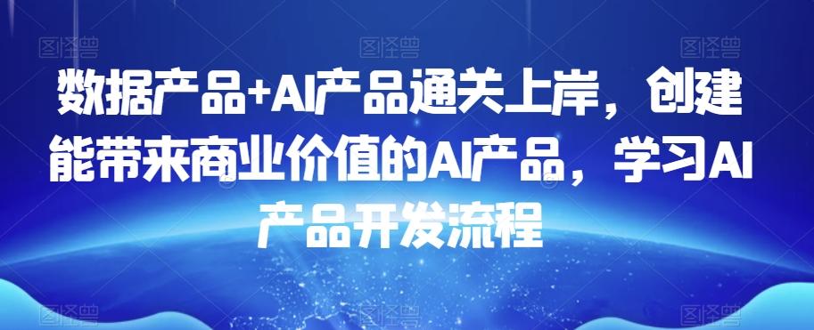 数据产品+AI产品通关上岸，创建能带来商业价值的AI产品，学习AI产品开发流程-E网资源