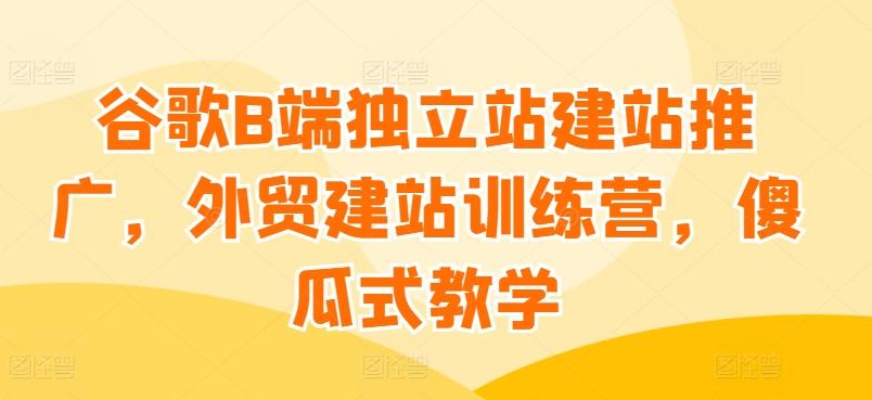 谷歌B端独立站建站推广，外贸建站训练营，傻瓜式教学-E网资源