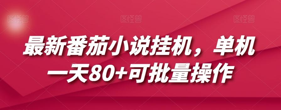 最新番茄小说挂机，单机一天80+可批量操作【揭秘】-E网资源